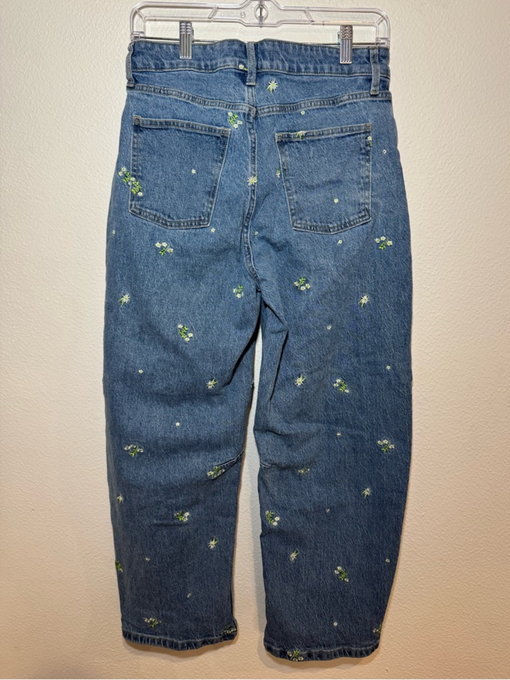 Embroidered Barrel Jeans | Mid Rise Cropped | Floral Denim | Size 2 - Picture 2 of 4